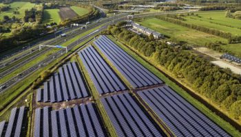zonnelandschap langs de A1 bij Eemnes